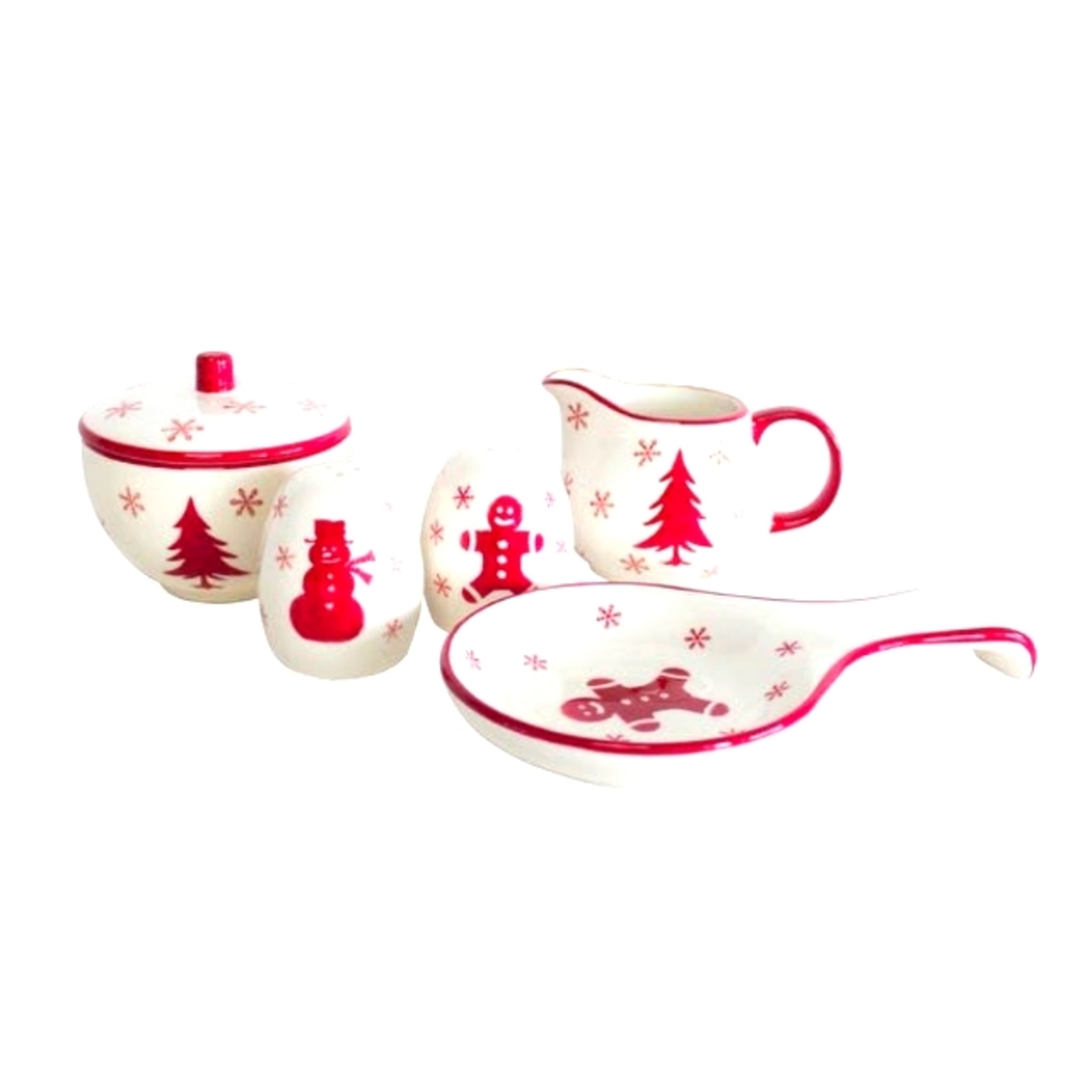 Winterfest 5 Piece Cream and Sugar Accessory Set 